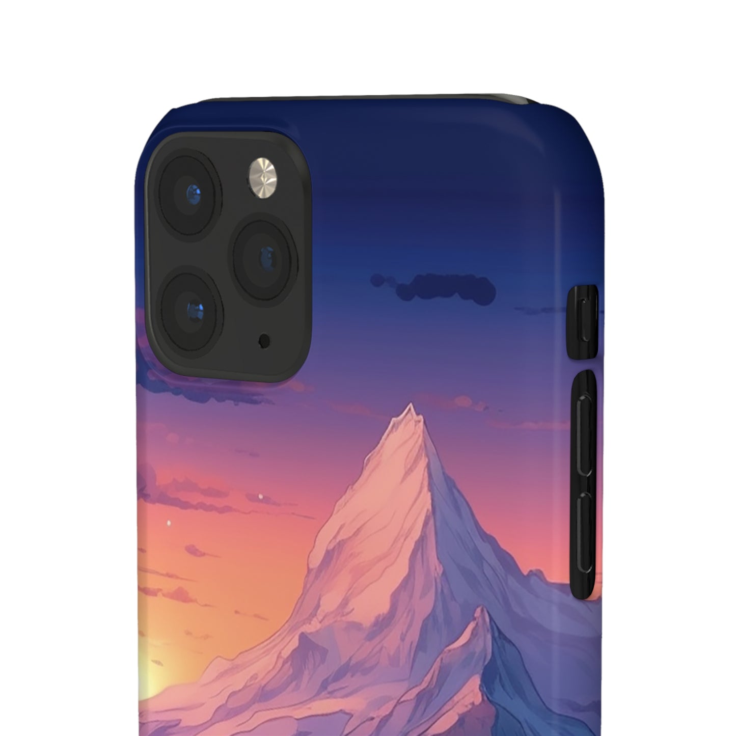 Snowy Mountain Landscape Sunset Phone Case - Discover Serenity with a Charming Mountain Village