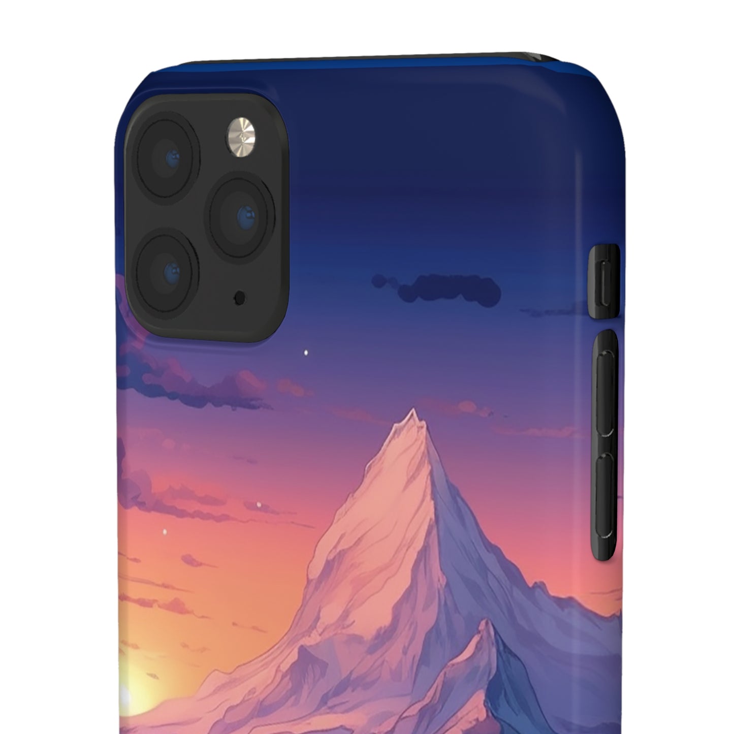 Snowy Mountain Landscape Sunset Phone Case - Discover Serenity with a Charming Mountain Village