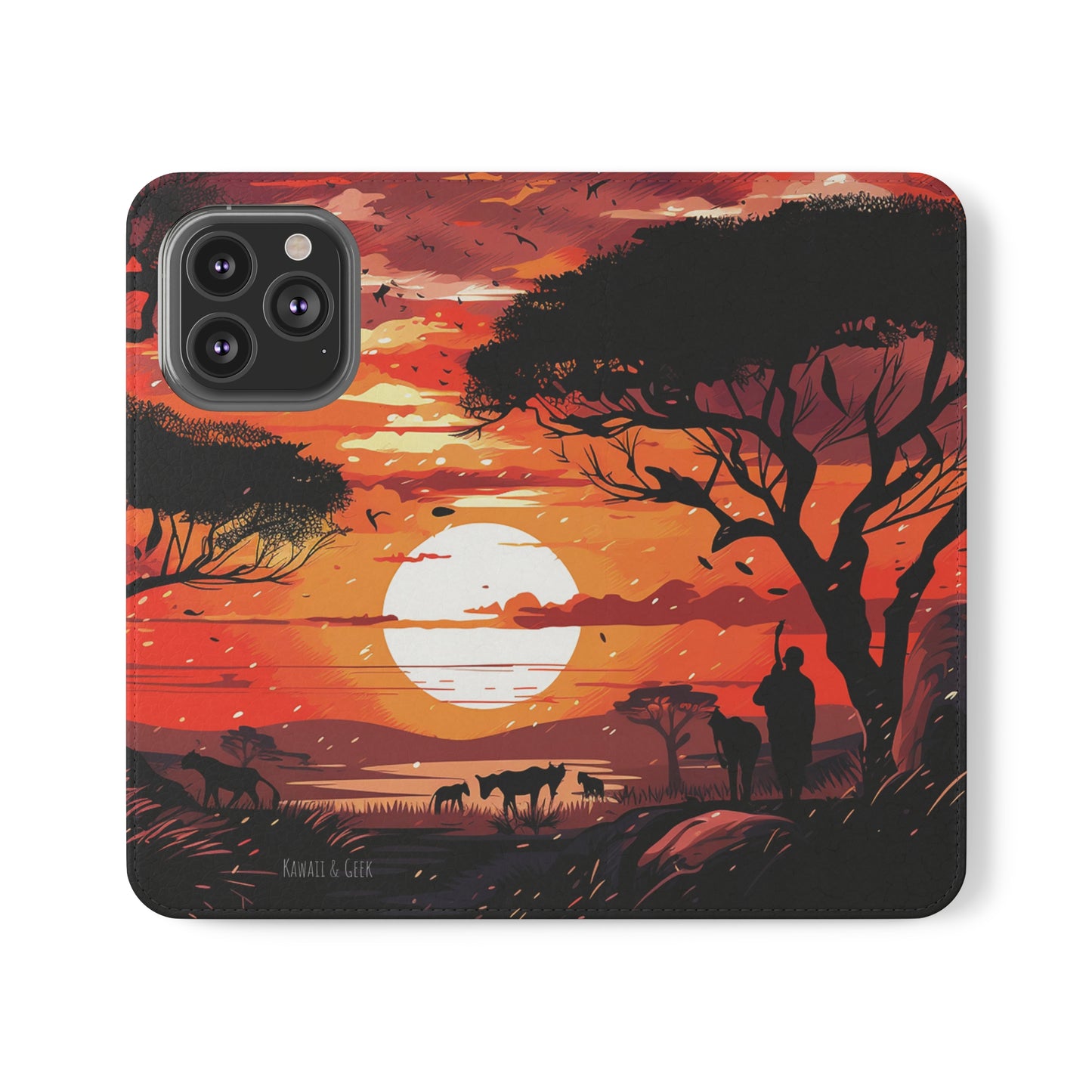 African Landscape Sunset Flip Phone Case - Capture the Serenity of the Savanna on Your Device