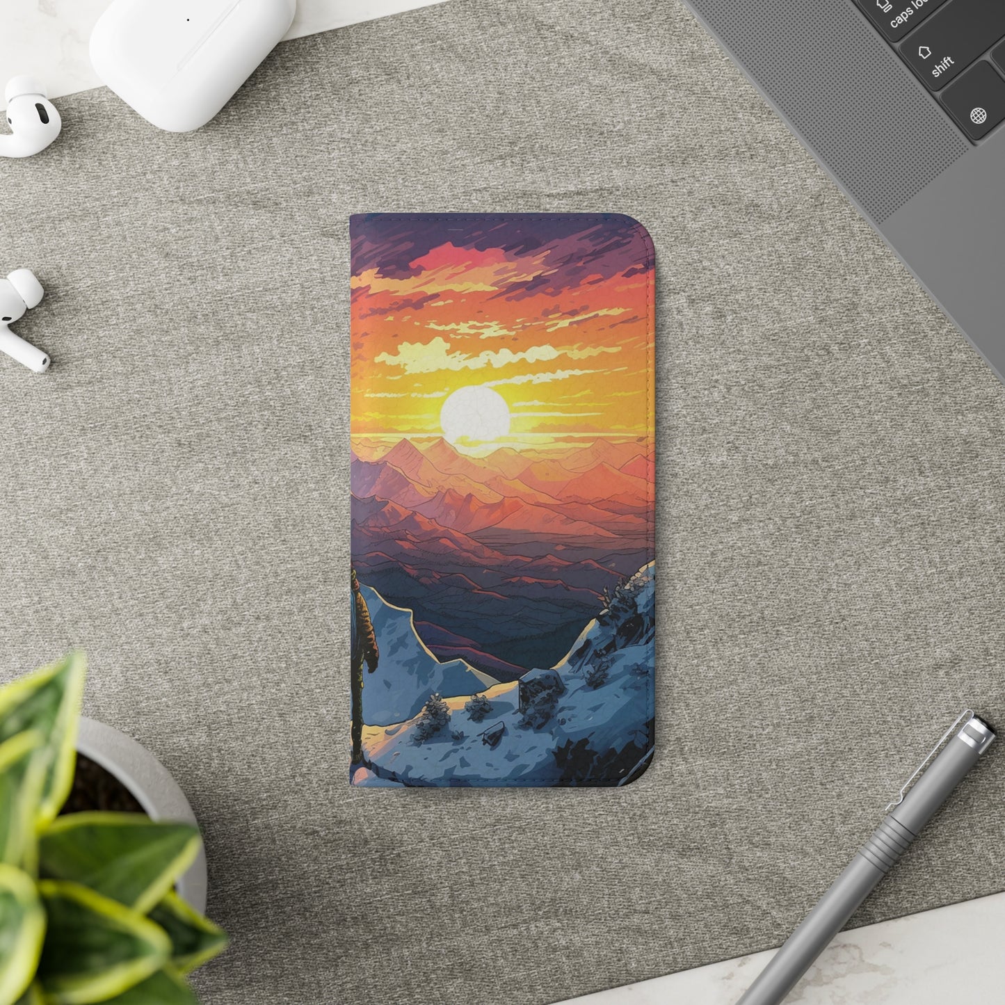 Snowy Mountain Landscape Sunset Flip Phone Case - Embrace the Beauty of Nature on Your Device