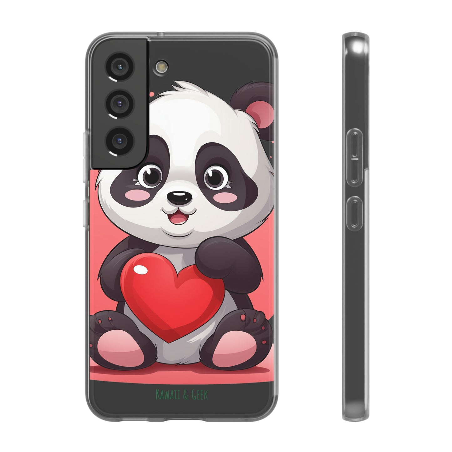 Valentine's Panda Heart Phone Case - Flexi & Semi-Transparent