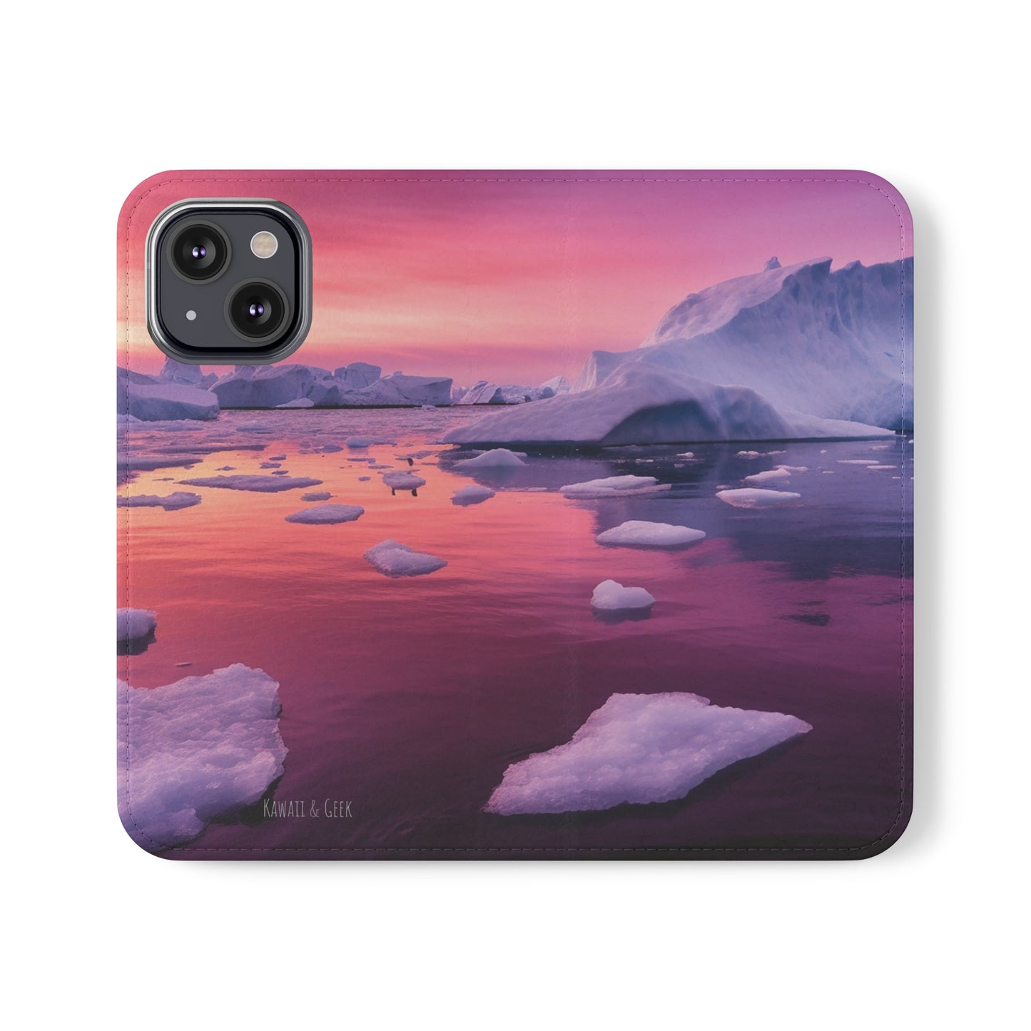 Pinky Arctic Landscape at Sunset Flip Phone Case - Capture the Serenity of Nature on Your Device