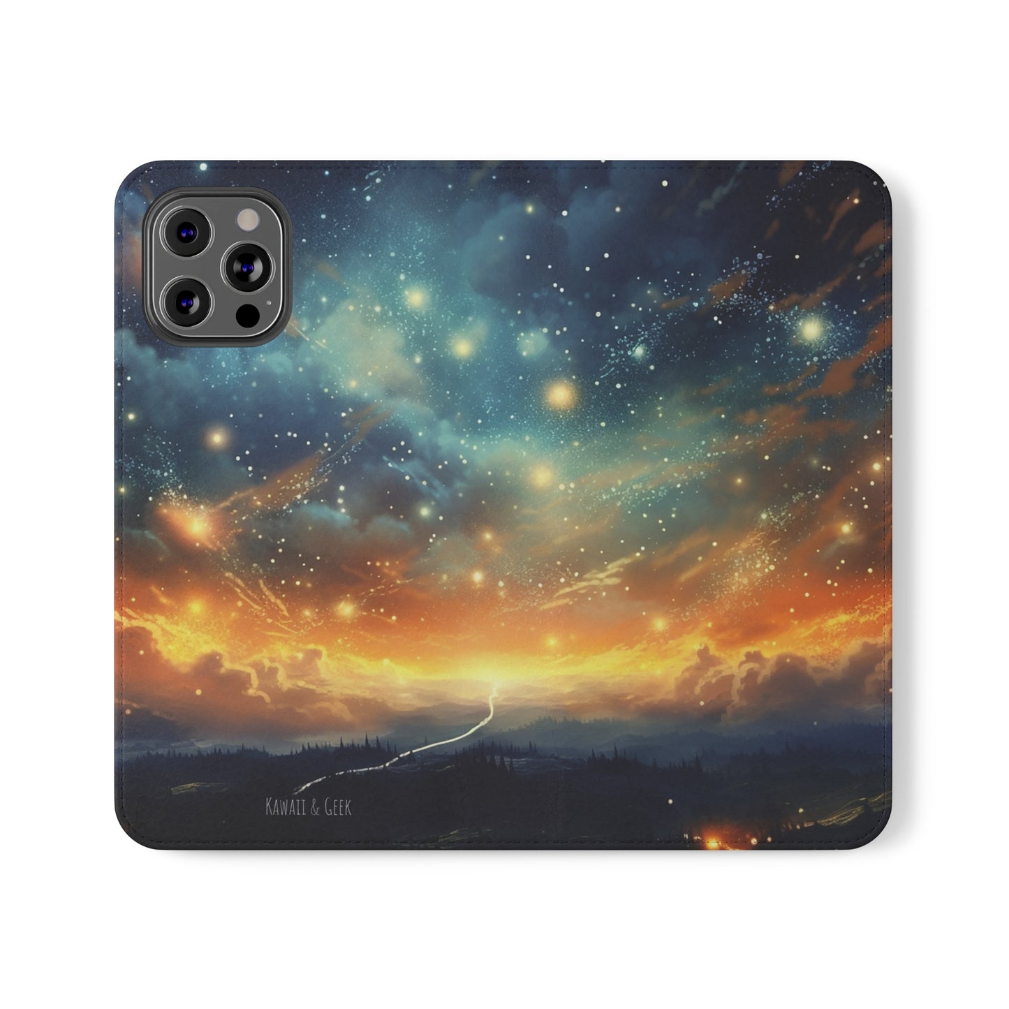 Wonderful Starry Night Flip Phone Case - Embrace the Beauty of the Night Sky