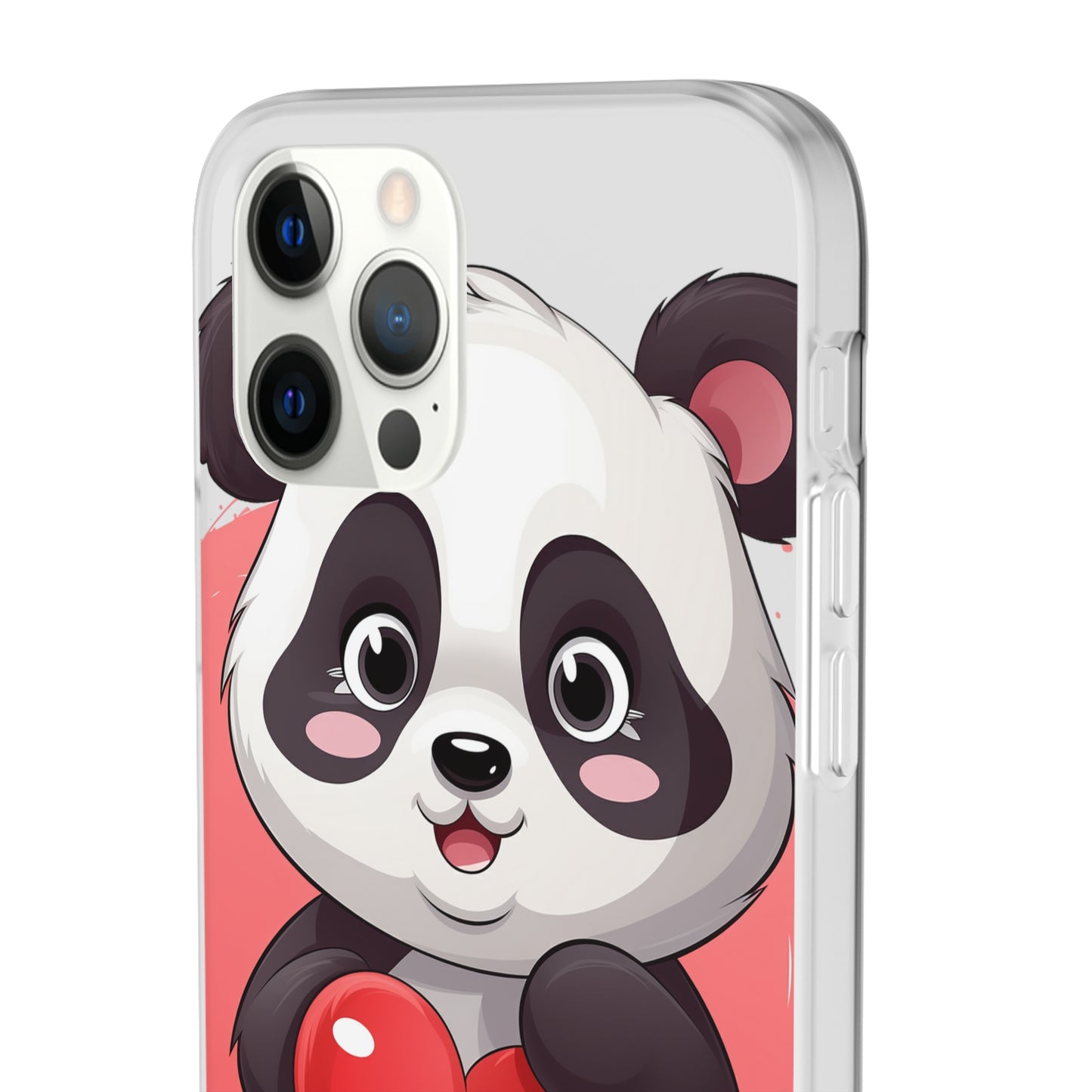 Valentine's Panda Heart Phone Case - Flexi & Semi-Transparent