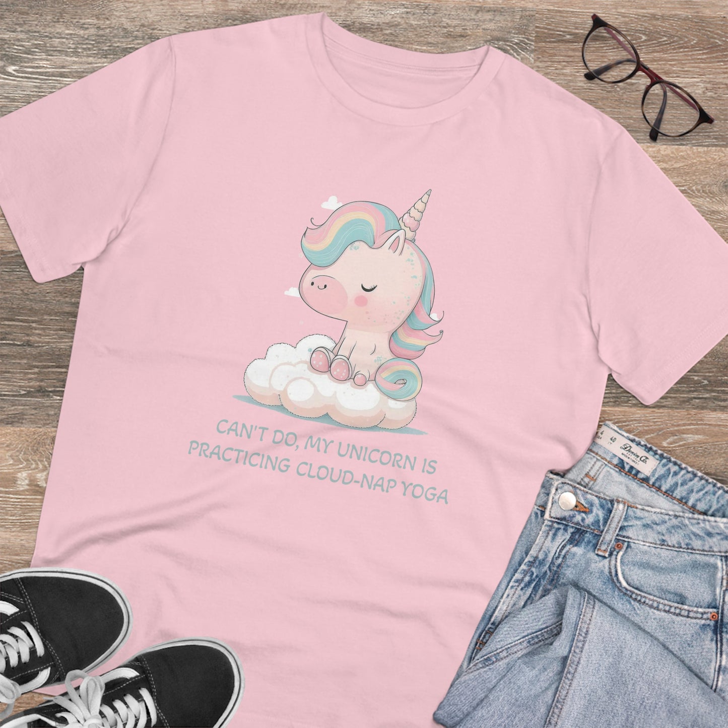 Cute Unicorn Cloud-Nap Yoga T-Shirt - Unisex and Eco-Friendly Statement Tee - Unicorn T-shirt