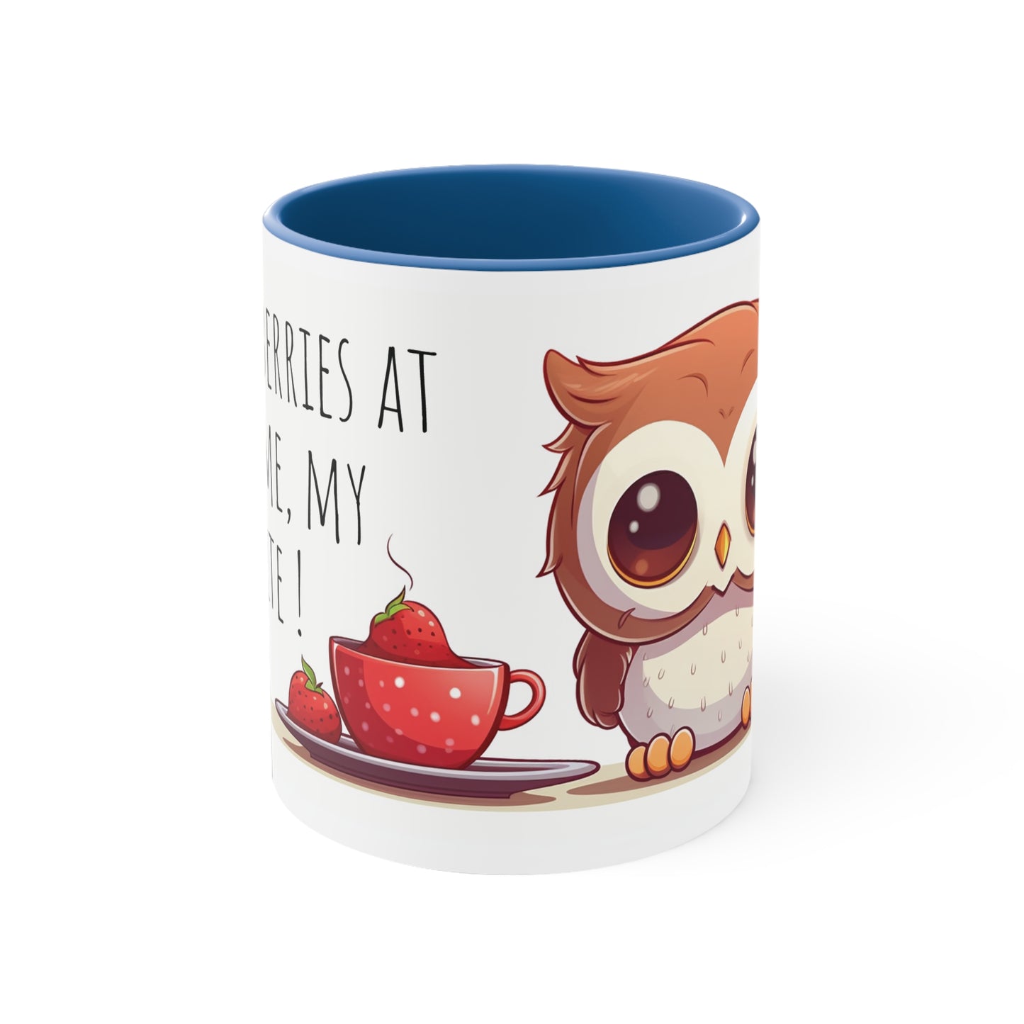 Cute Owl Mug: Tea Time with Strawberries