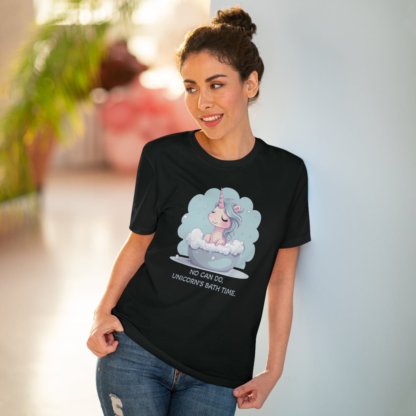 Unicorn T-shirt "No Can Do, Unicorn's Bath Time" Eco-Friendly T-Shirt - Unisex Fashion with a Playful Twist