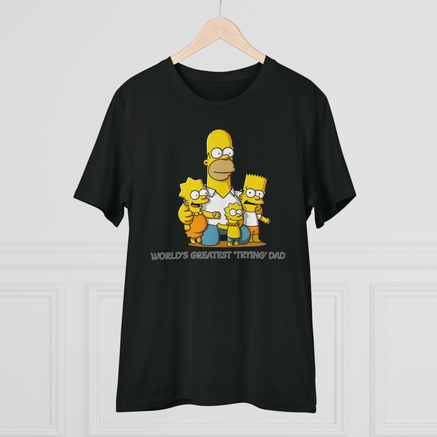 World's Greatest Trying Dad - Unisex Eco-Friendly T-Shirt - Celebrate Father's Day with Cute Homer Simpson and His Kids