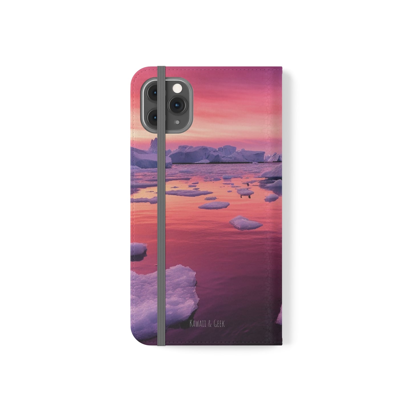 Pinky Arctic Landscape at Sunset Flip Phone Case - Capture the Serenity of Nature on Your Device