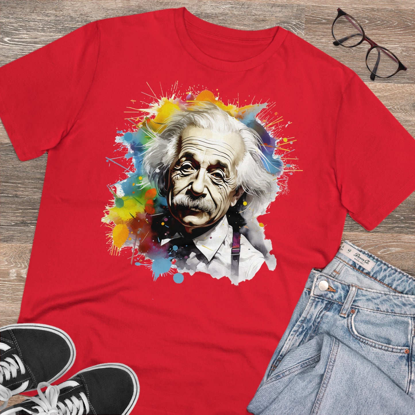 Albert Einstein Eco-friendly T-shirt : Watercolor Essence