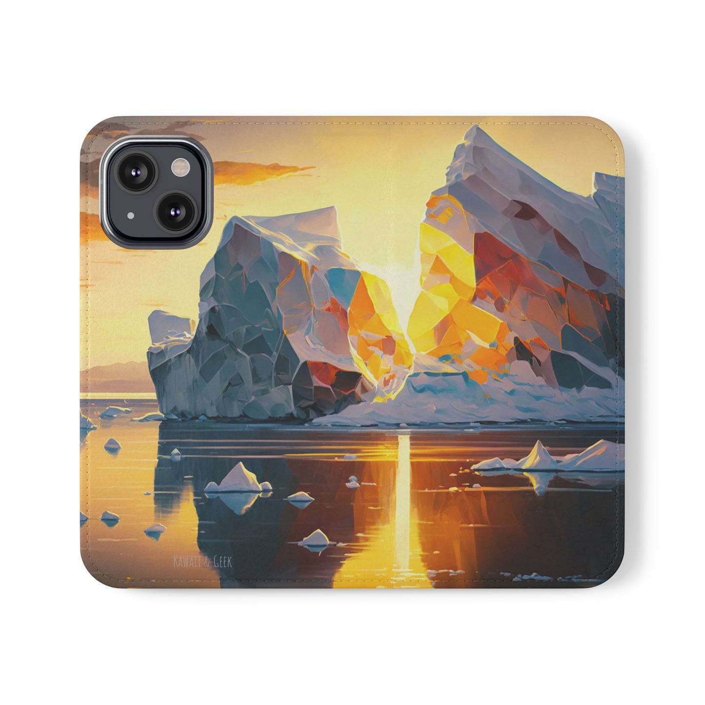 Arctic Landscape and Iceberg at Sunset Flip Phone Case - Capture the Serenity of Nature on Your Device