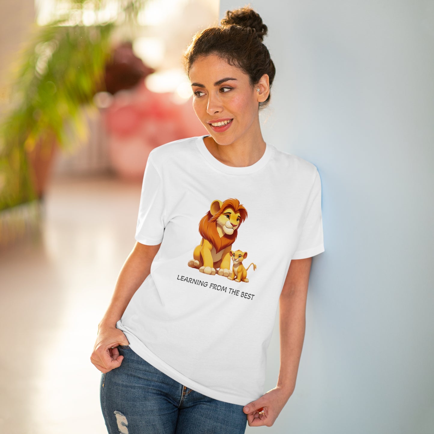 Learning from the Best - Father's Day T-Shirt - Celebrate the Bond with Mufasa and Simba in Eco-Friendly Style