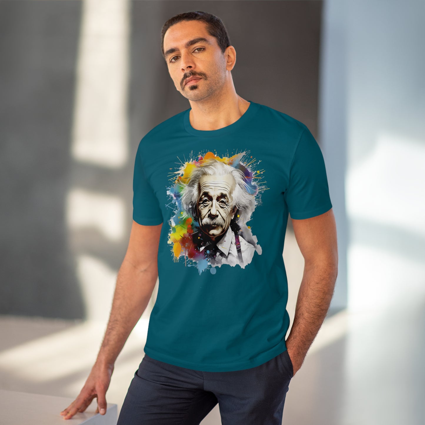 Albert Einstein Eco-friendly T-shirt : Watercolor Essence