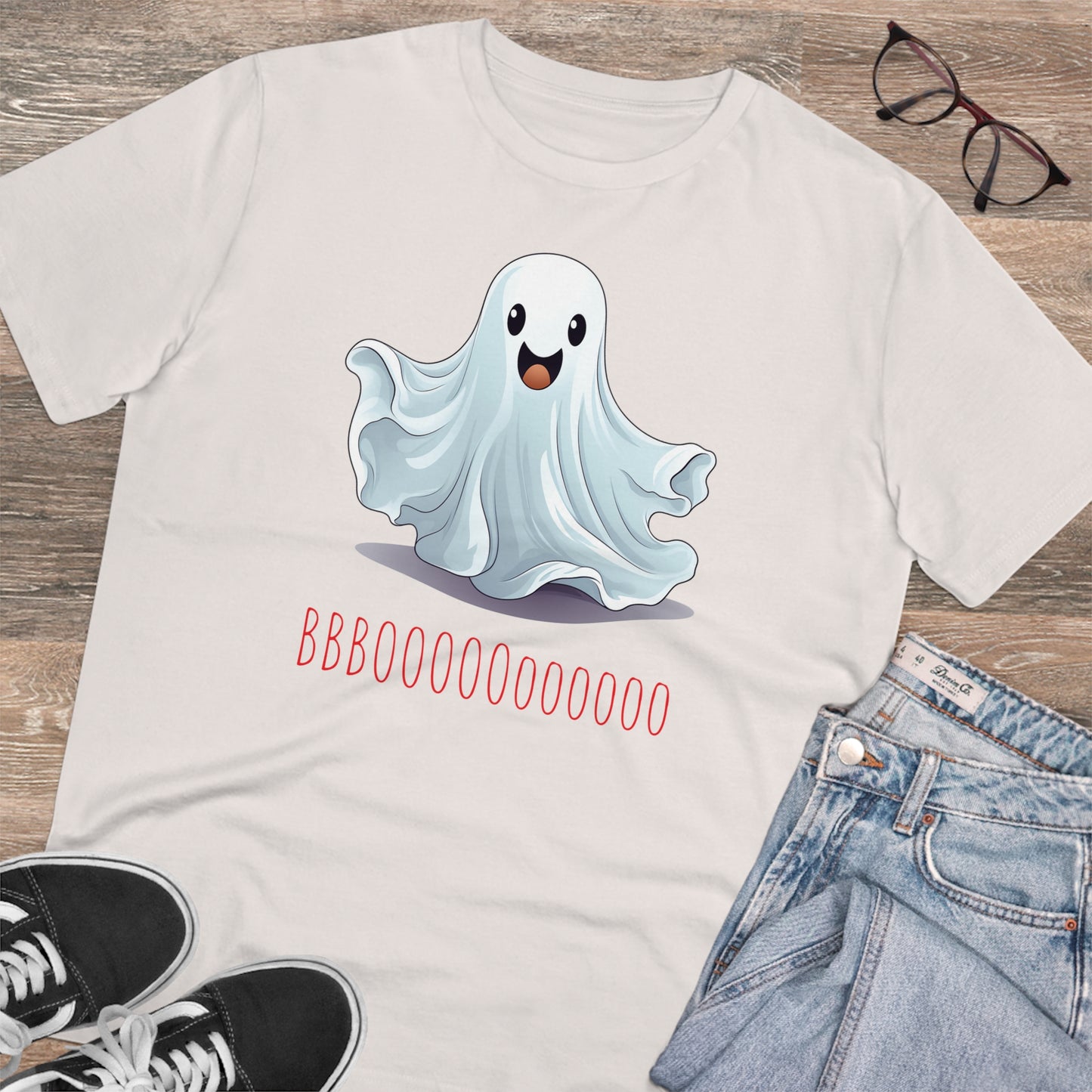 Cute "Booooooooo" Ghost Halloween Eco-Friendly Unisex T-shirt