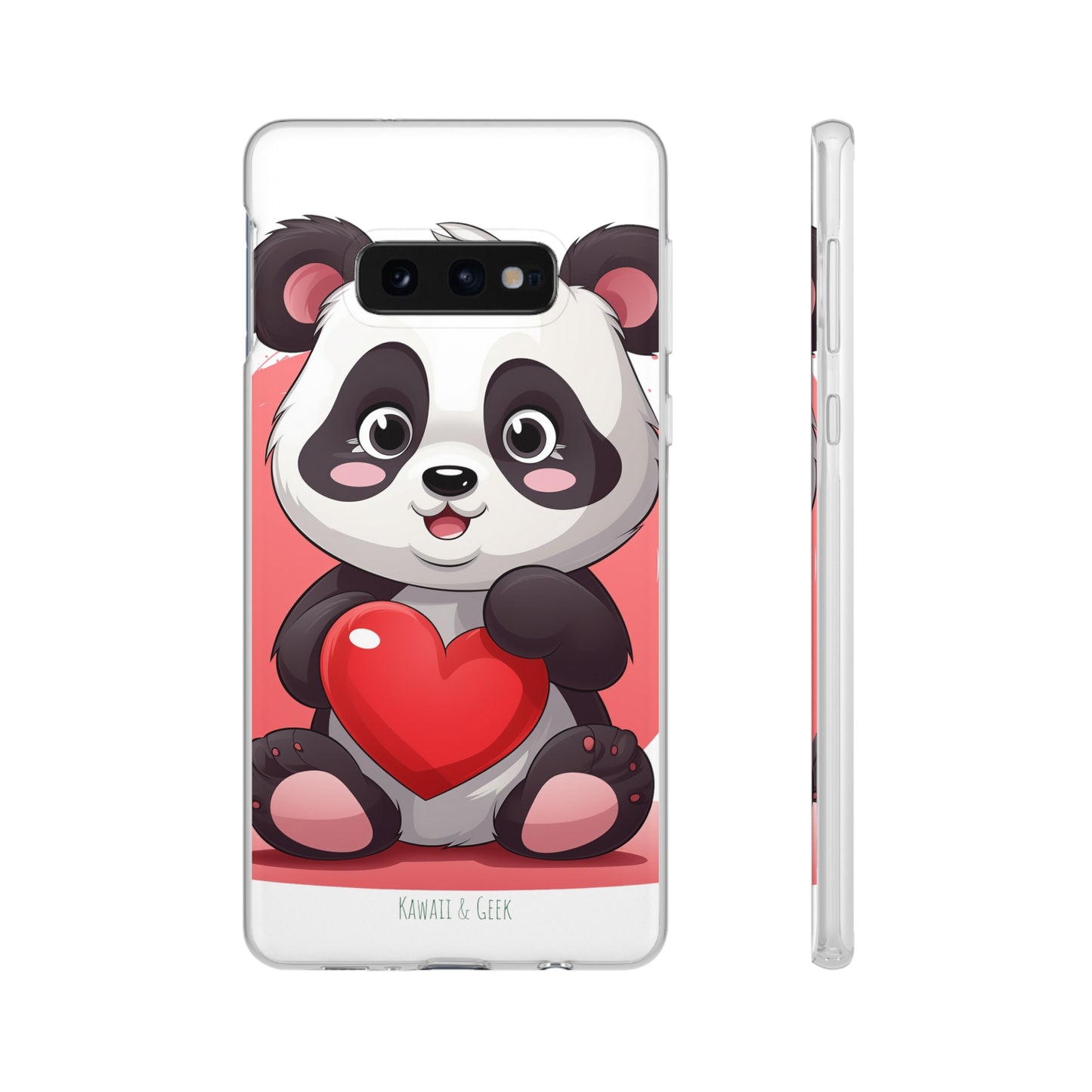 Valentine's Panda Heart Phone Case - Flexi & Semi-Transparent