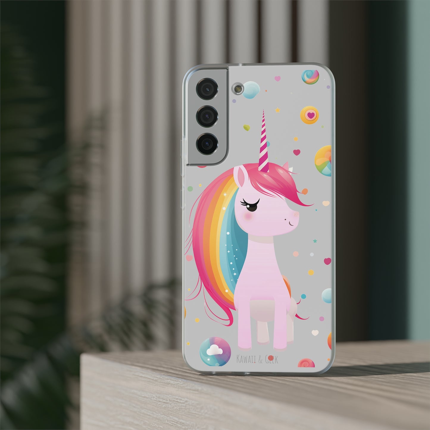 Kawaii Unicorn Flexi Transparent Phone Case