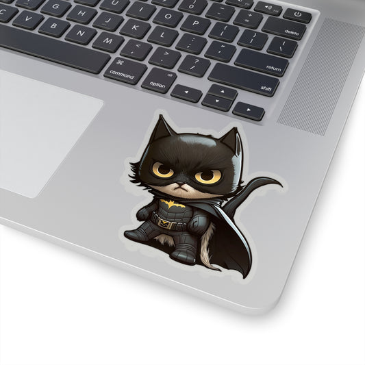 Cute and Fluffy Batcat Kitten Sticker - Ready to Take on the Bad Guys