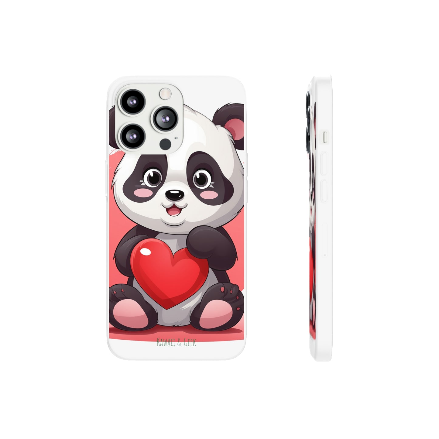 Valentine's Panda Heart Phone Case - Flexi & Semi-Transparent