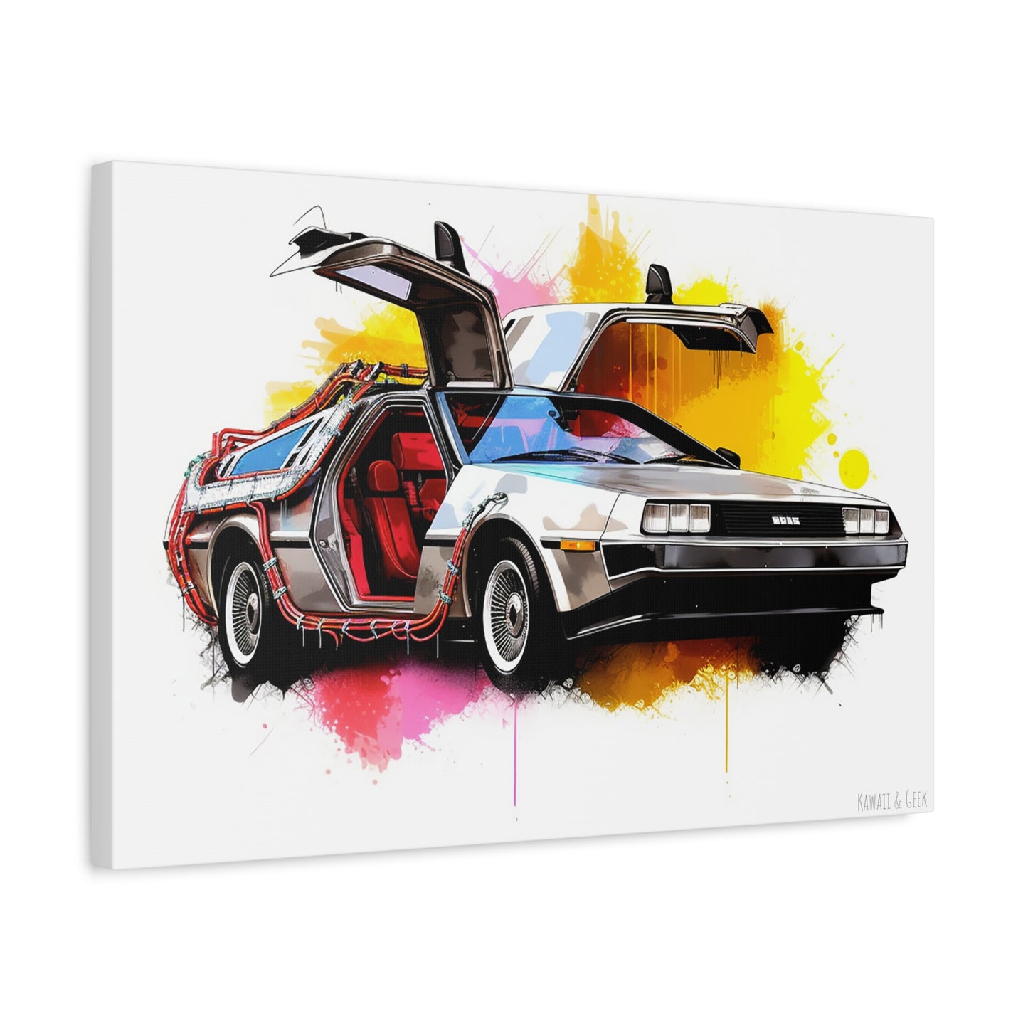 Colorful DeLorean Canvas - Journey through Time with Vibrant Style