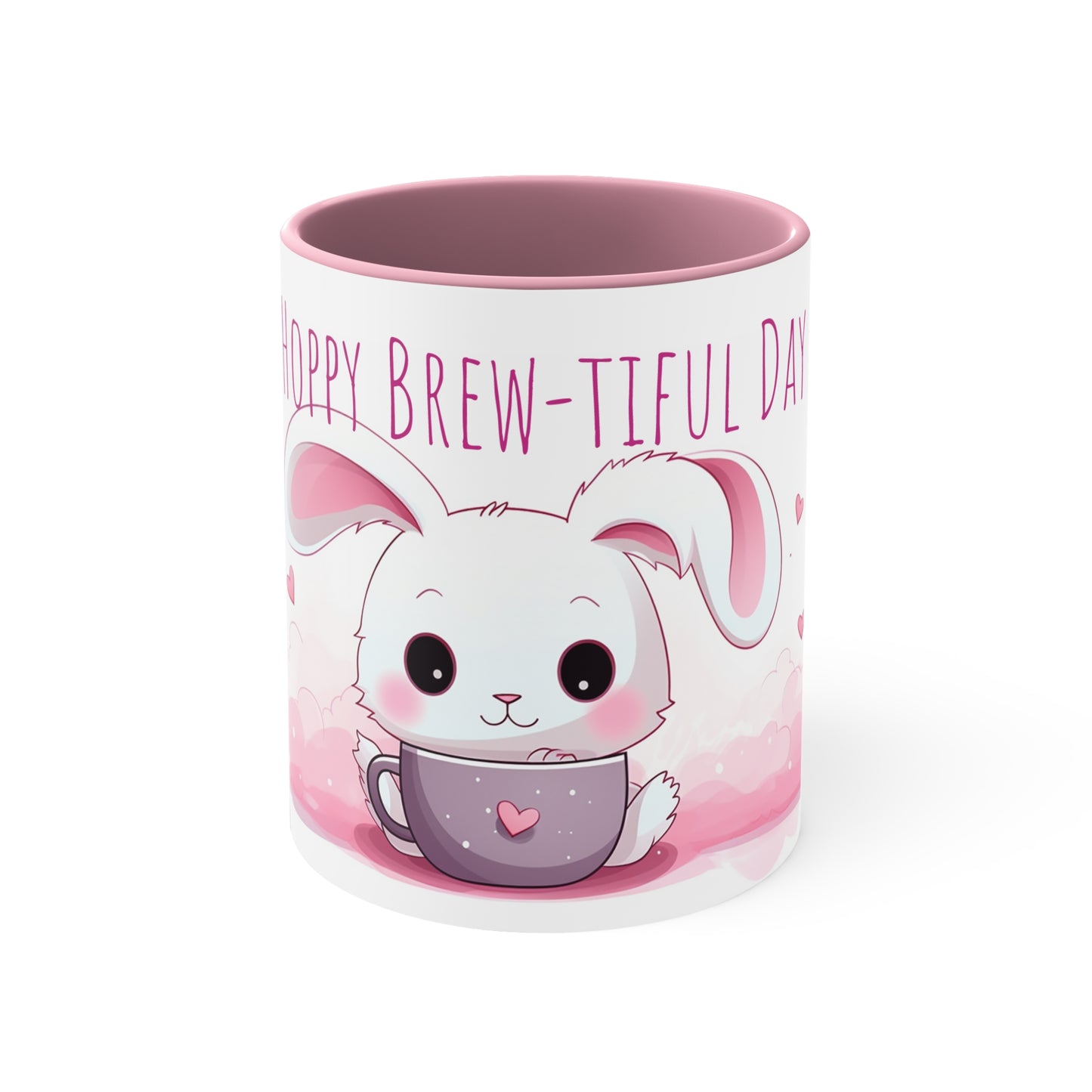 Kawaii Bunny Coffee Mug : "Hoppy Brew-tiful Day"