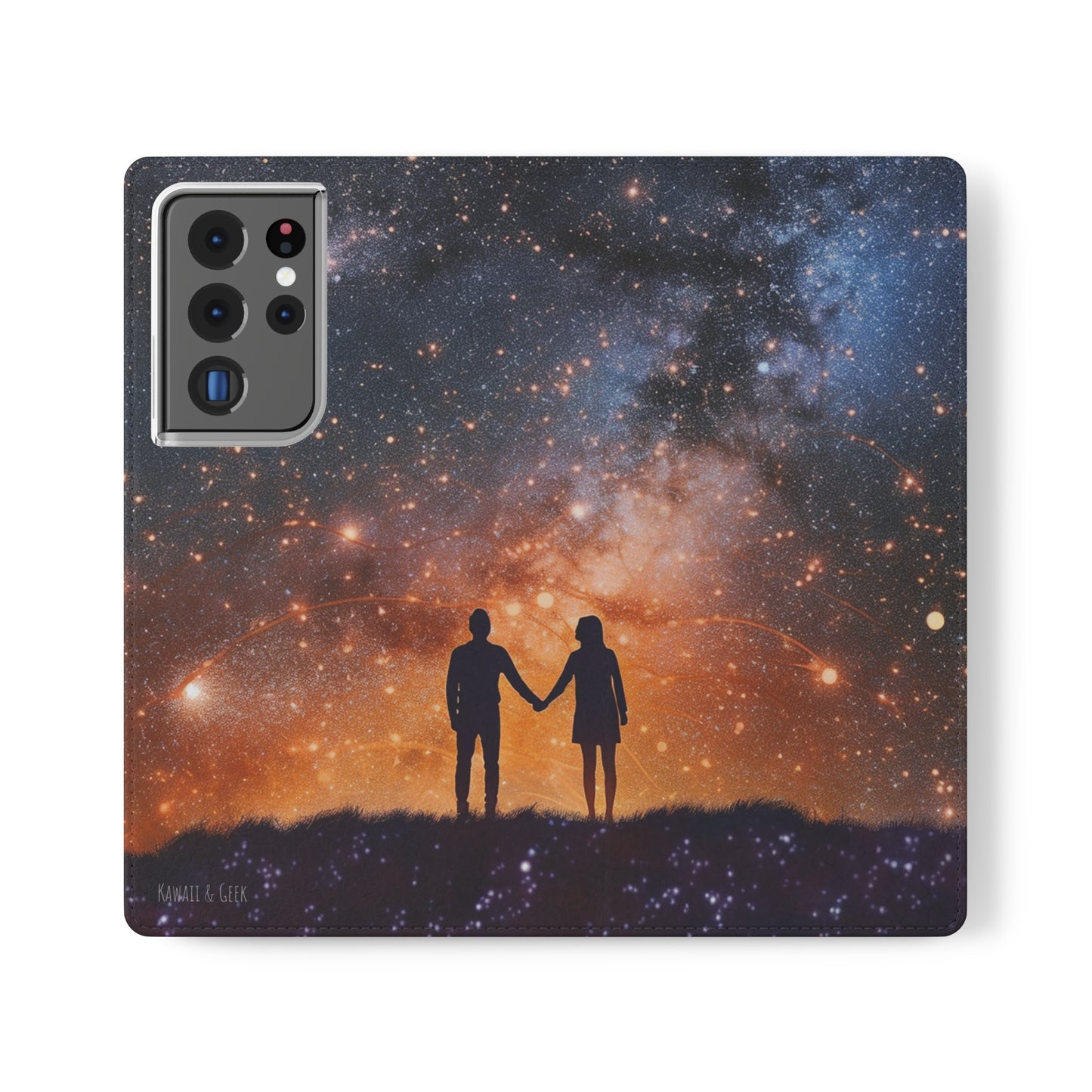 Starry Night Lovers Flip Phone Case - Embrace the Beauty of the Night Sky