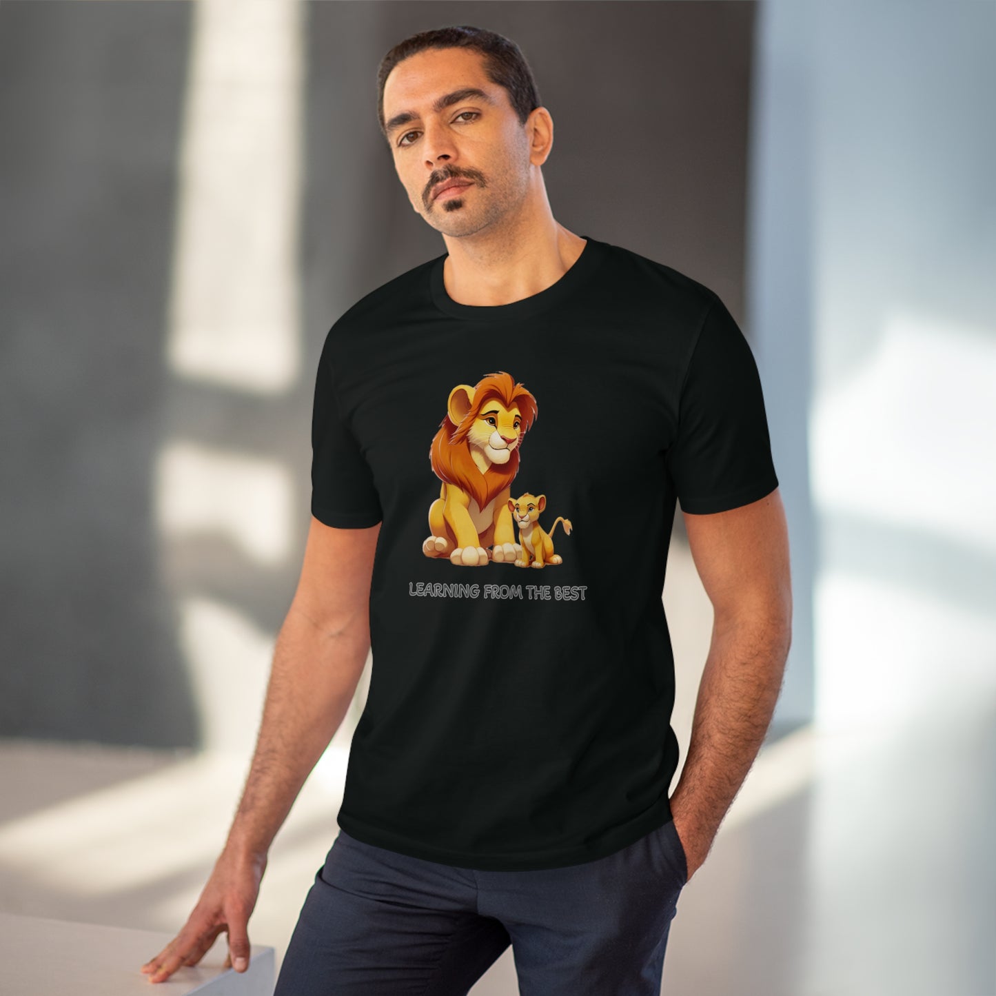 Learning from the Best - Father's Day T-Shirt - Celebrate the Bond with Mufasa and Simba in Eco-Friendly Style