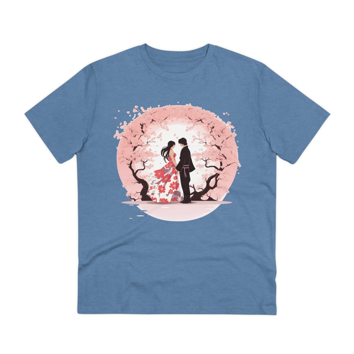 Cherry Blossom Romance T-shirt - Japanese Couple Design - Valentine's Day Special