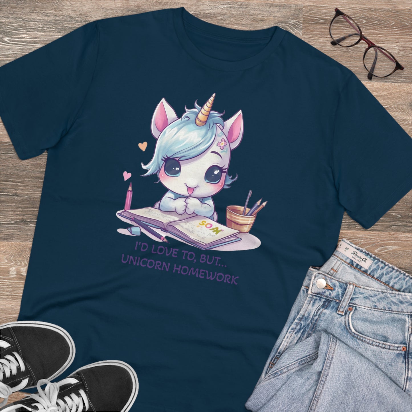 Cute Unicorn Homework T-Shirt - Unisex and Eco-Friendly Statement Tee