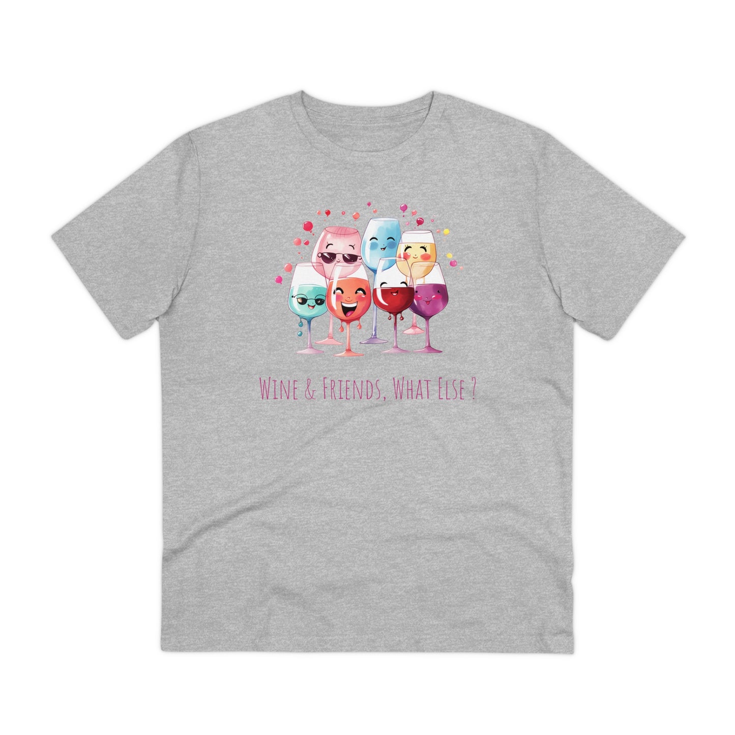 Eco-Friendly 'Wine & Friends' T-Shirt - Kawaii Wine Glasses, Unisex