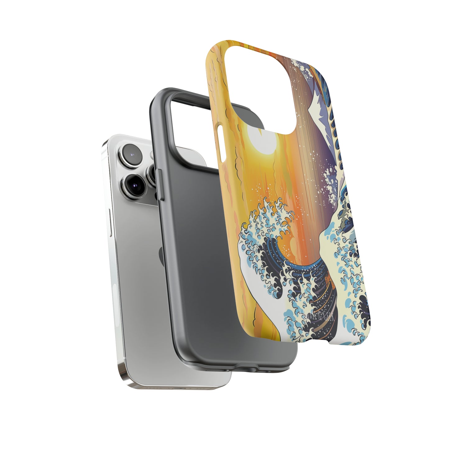 Sunset Big Wave tough Phone Case - Embrace the Majestic Hokusai Style in Your Hands