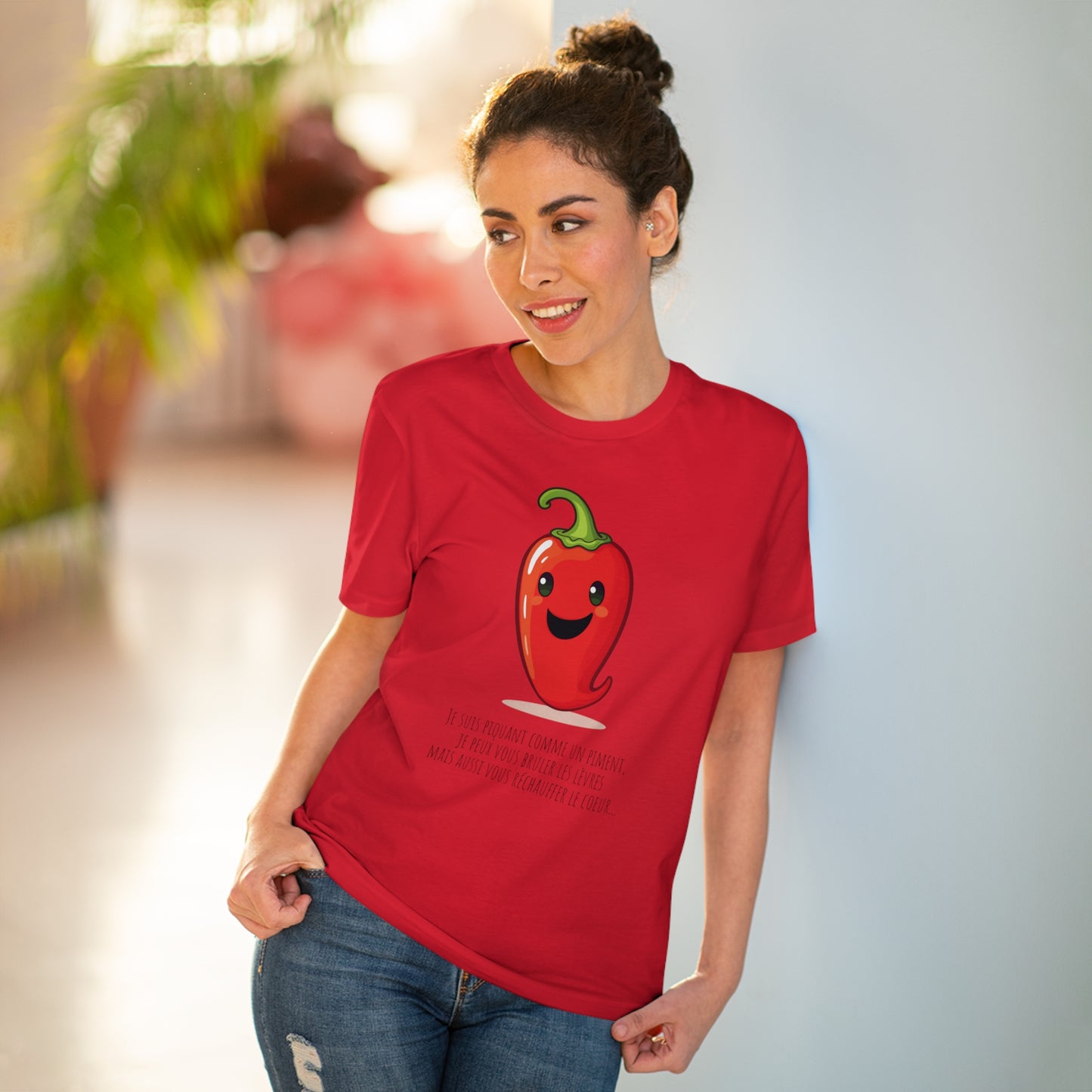 Cute and Smiling Red Hot Pepper Eco-Friendly T-Shirt - FRENCH