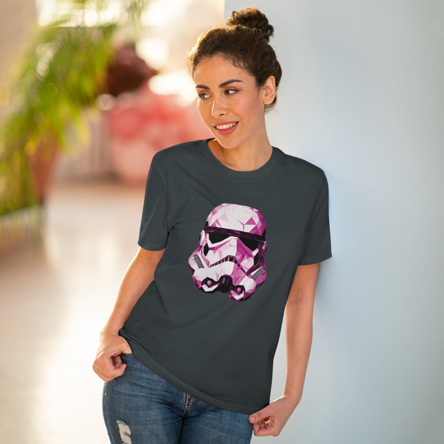 Stormtrooper Polygonal T-Shirt Pink Edition - Embrace Galactic Precision