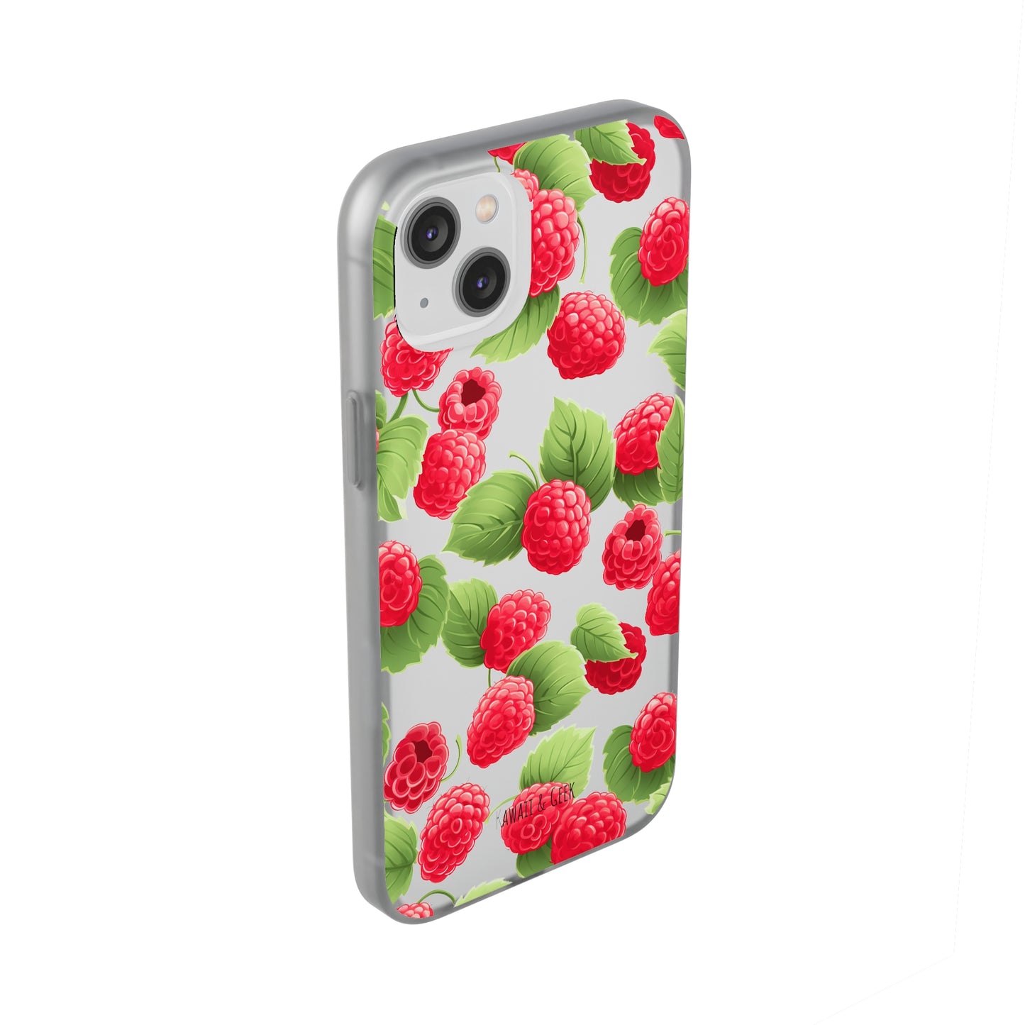 Raspberry Delight: Transparent Flexi Phone Case