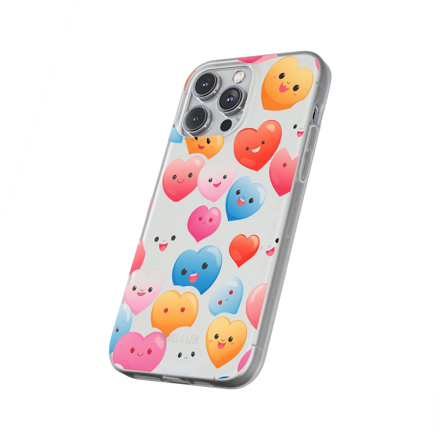 Kawaii Hearts Flexi Transparent Phone Case