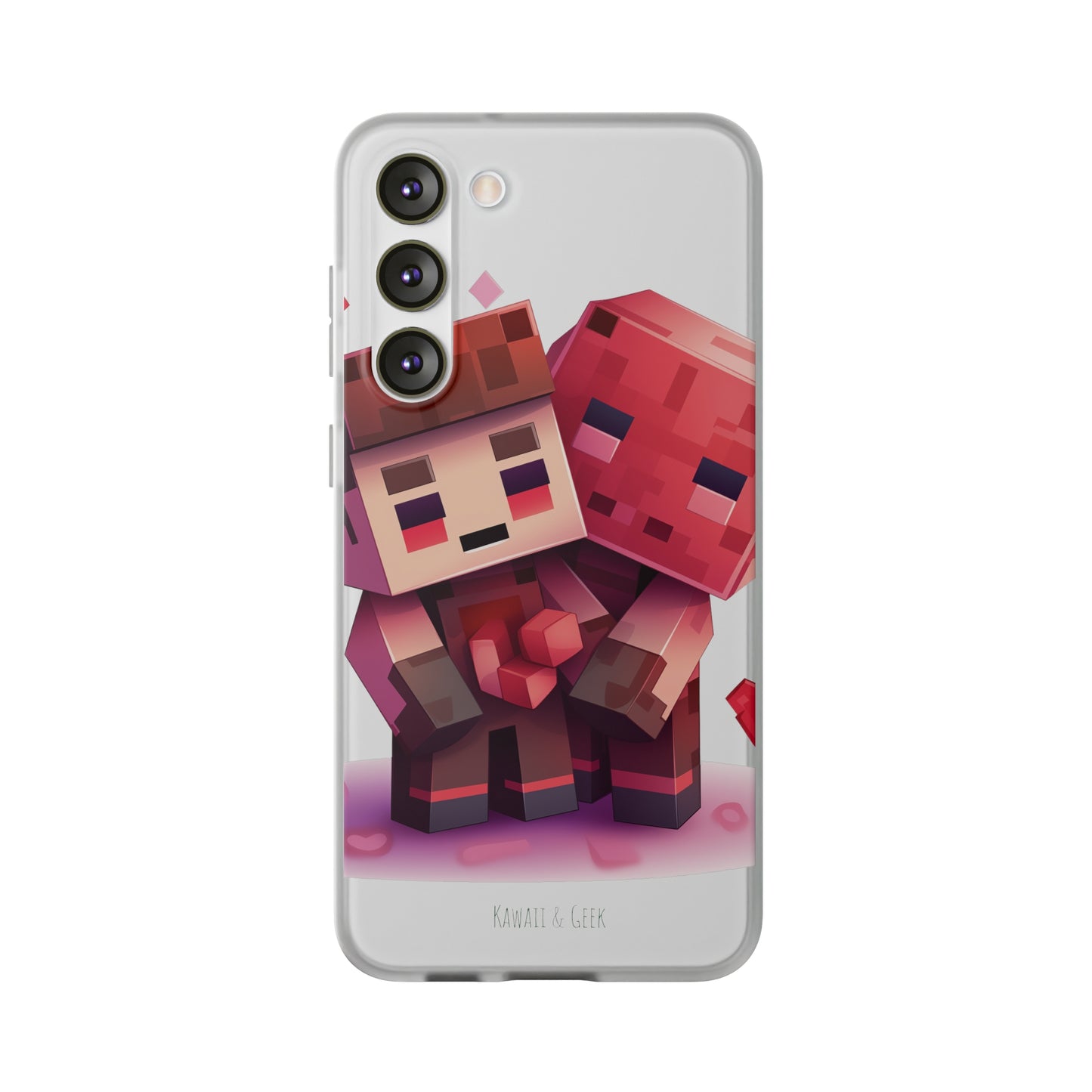 Minecraft-Style Couple Phone Case - Flexi & Semi-Transparent Valentine's Edition