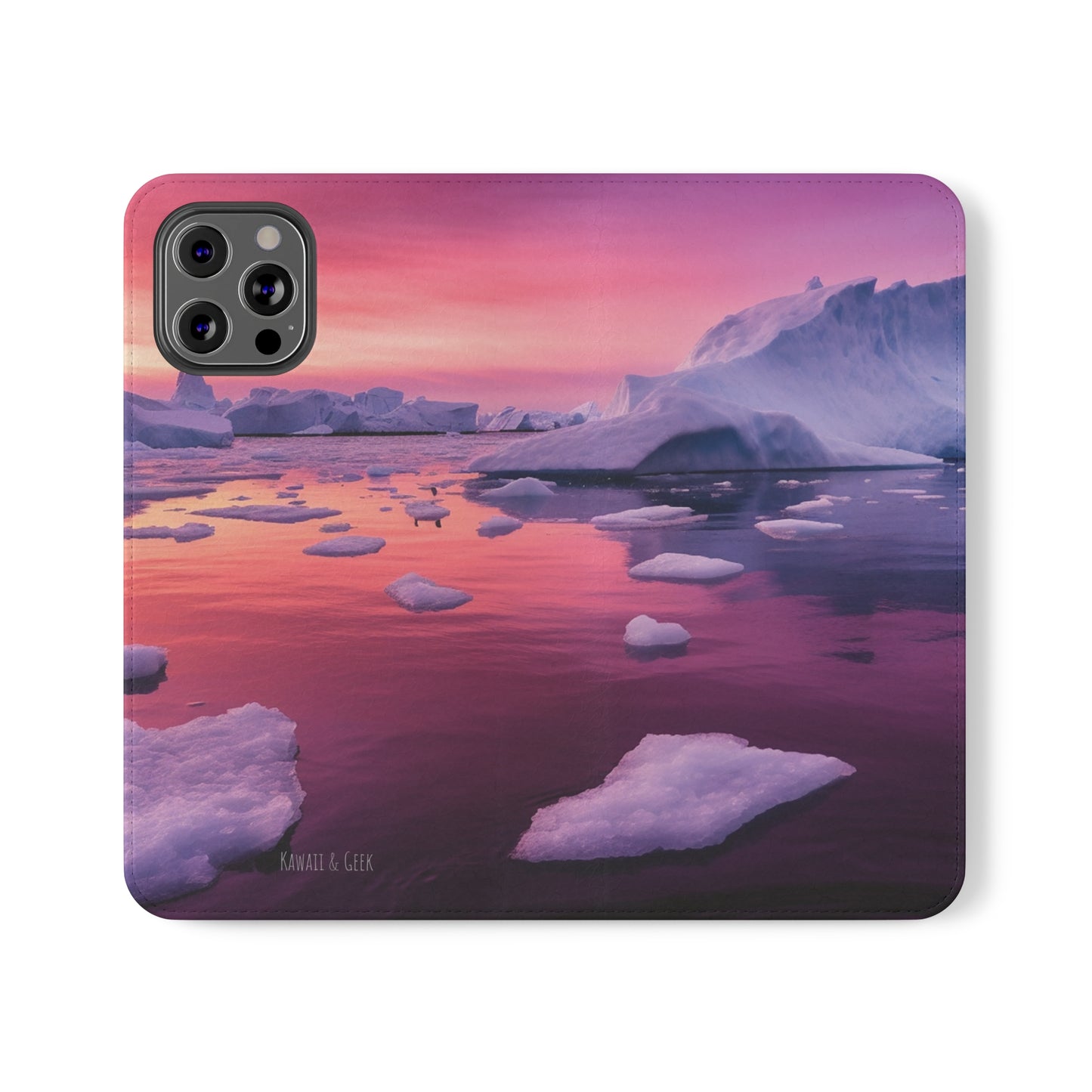 Pinky Arctic Landscape at Sunset Flip Phone Case - Capture the Serenity of Nature on Your Device