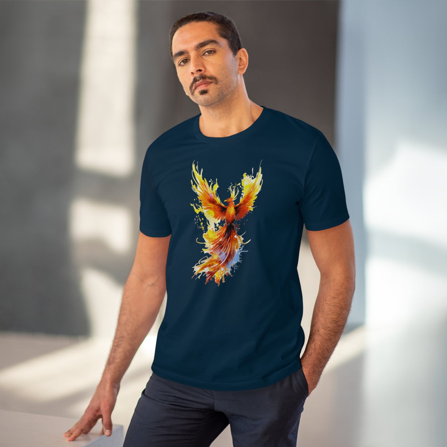 Burning Phoenix Watercolor T-Shirt - Unisex and Eco-Friendly Fashion with a Fiery Twist