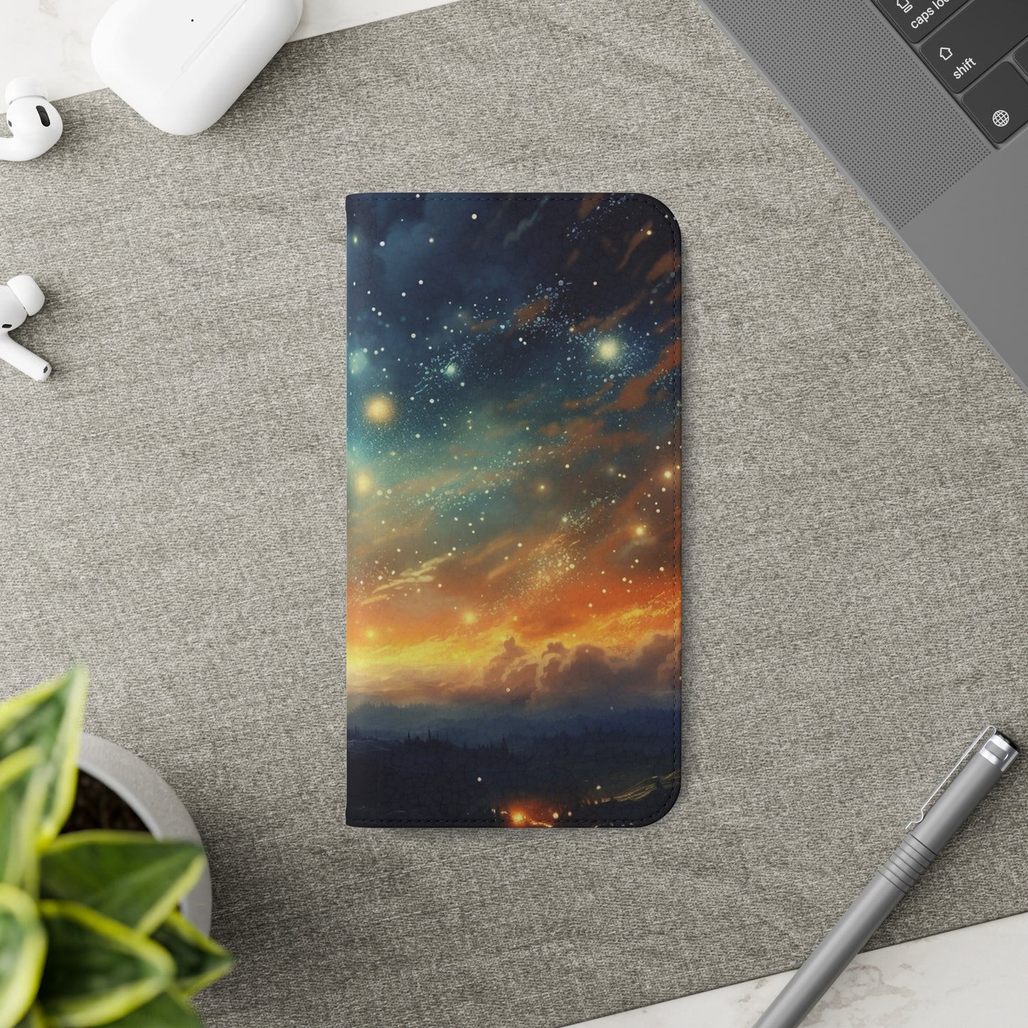 Wonderful Starry Night Flip Phone Case - Embrace the Beauty of the Night Sky