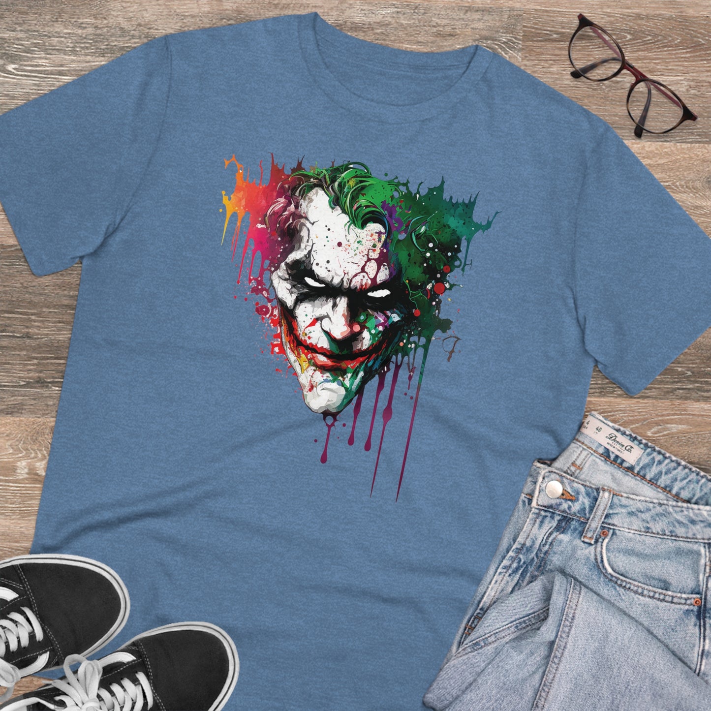 The Joker T-shirt in Watercolor Style, Unisex and Eco-Friendly - Make a Statement with Unique Artistic Design