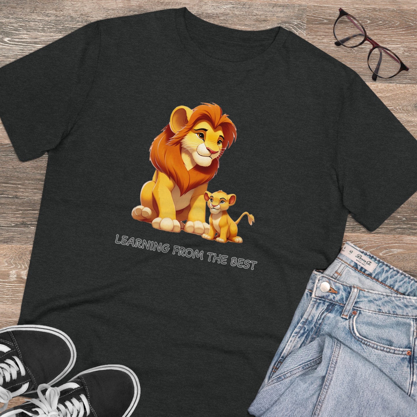 Learning from the Best - Father's Day T-Shirt - Celebrate the Bond with Mufasa and Simba in Eco-Friendly Style