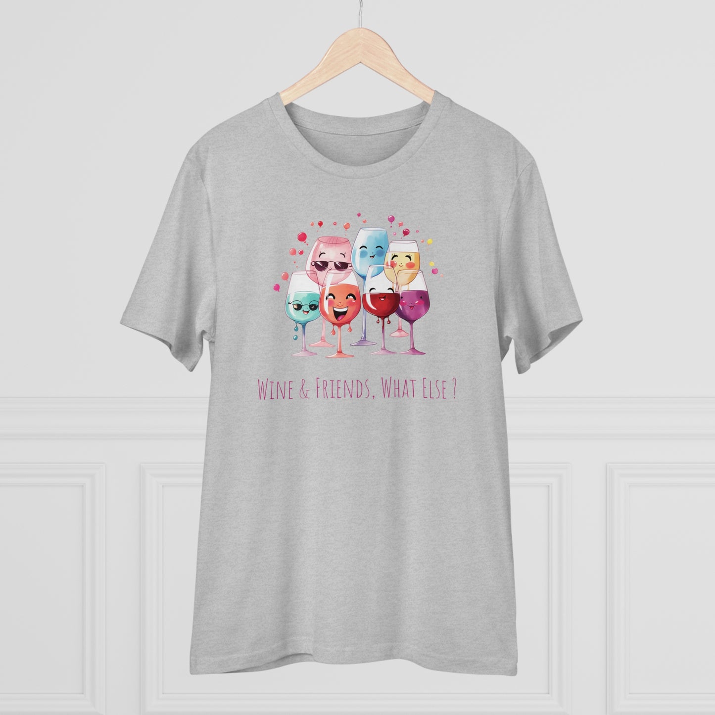 Eco-Friendly 'Wine & Friends' T-Shirt - Kawaii Wine Glasses, Unisex