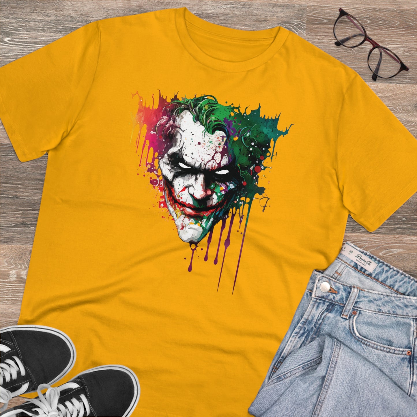 The Joker T-shirt in Watercolor Style, Unisex and Eco-Friendly - Make a Statement with Unique Artistic Design