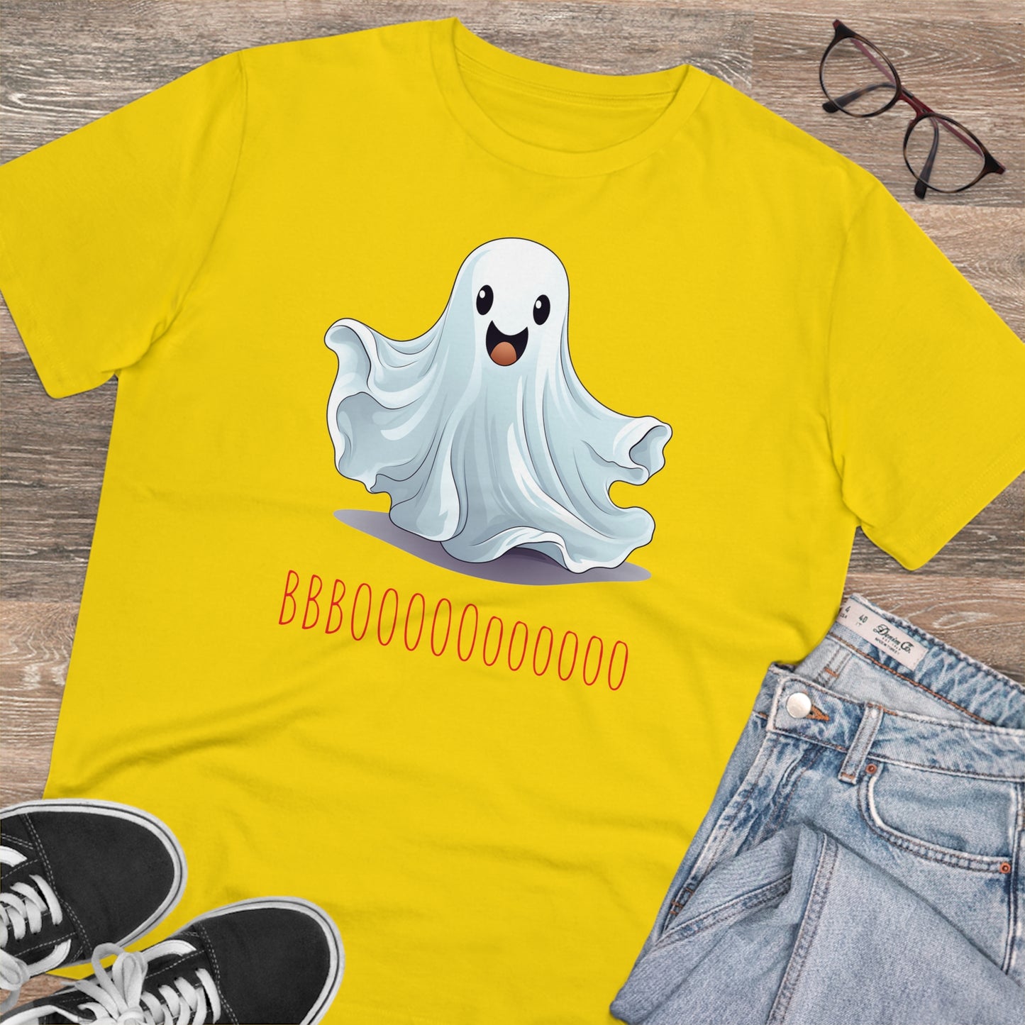 Cute "Booooooooo" Ghost Halloween Eco-Friendly Unisex T-shirt