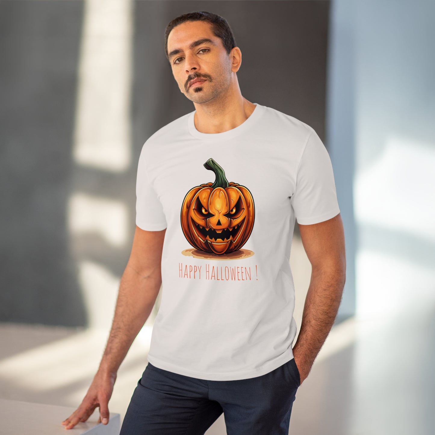 Happy Halloween Eco-Friendly Tee: Scary Pumpkin Design