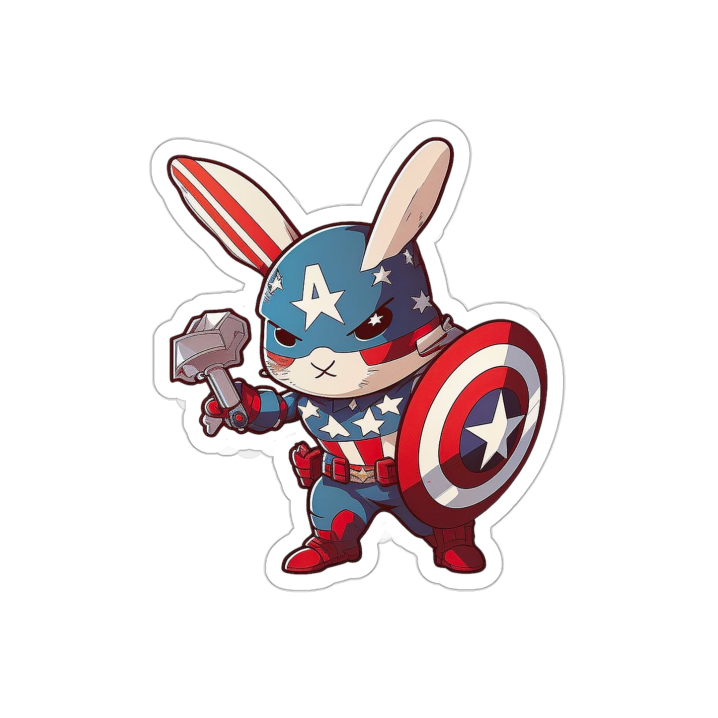 Captain America Bunny Sticker - Add Some Sweet and Unique Style to Your Tech