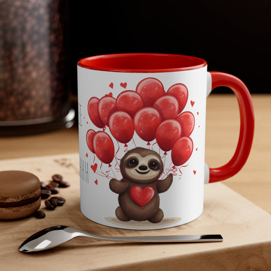 Sloth Love Balloon Mug - 11oz Bicolor 'Slow Love' Cup Valentine's Special