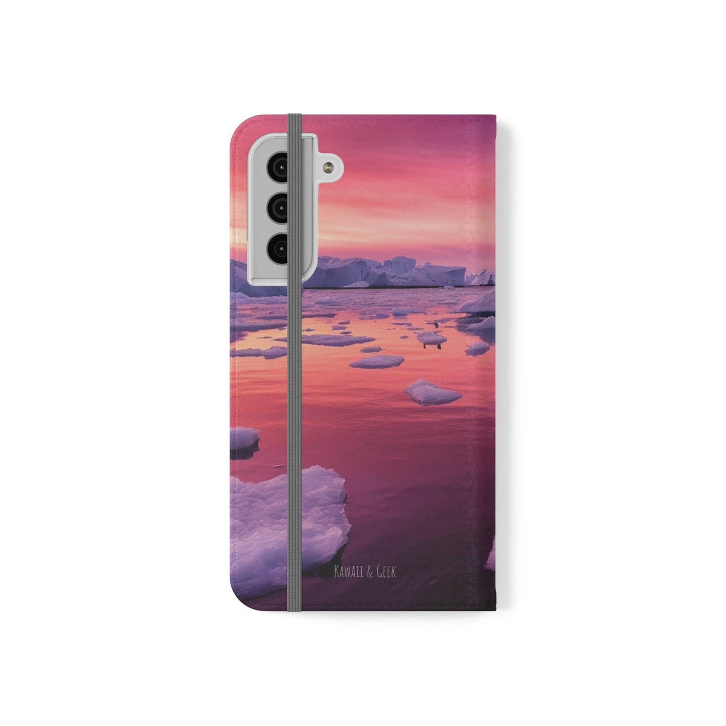 Pinky Arctic Landscape at Sunset Flip Phone Case - Capture the Serenity of Nature on Your Device