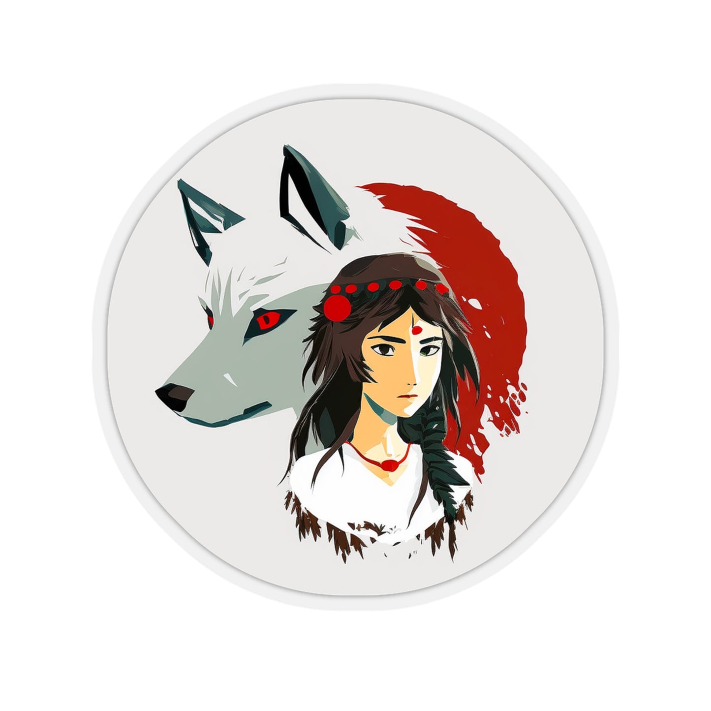 Princess Mononoke and Her Wolf Sticker - Add Some Unique and Striking Style to Your Tech