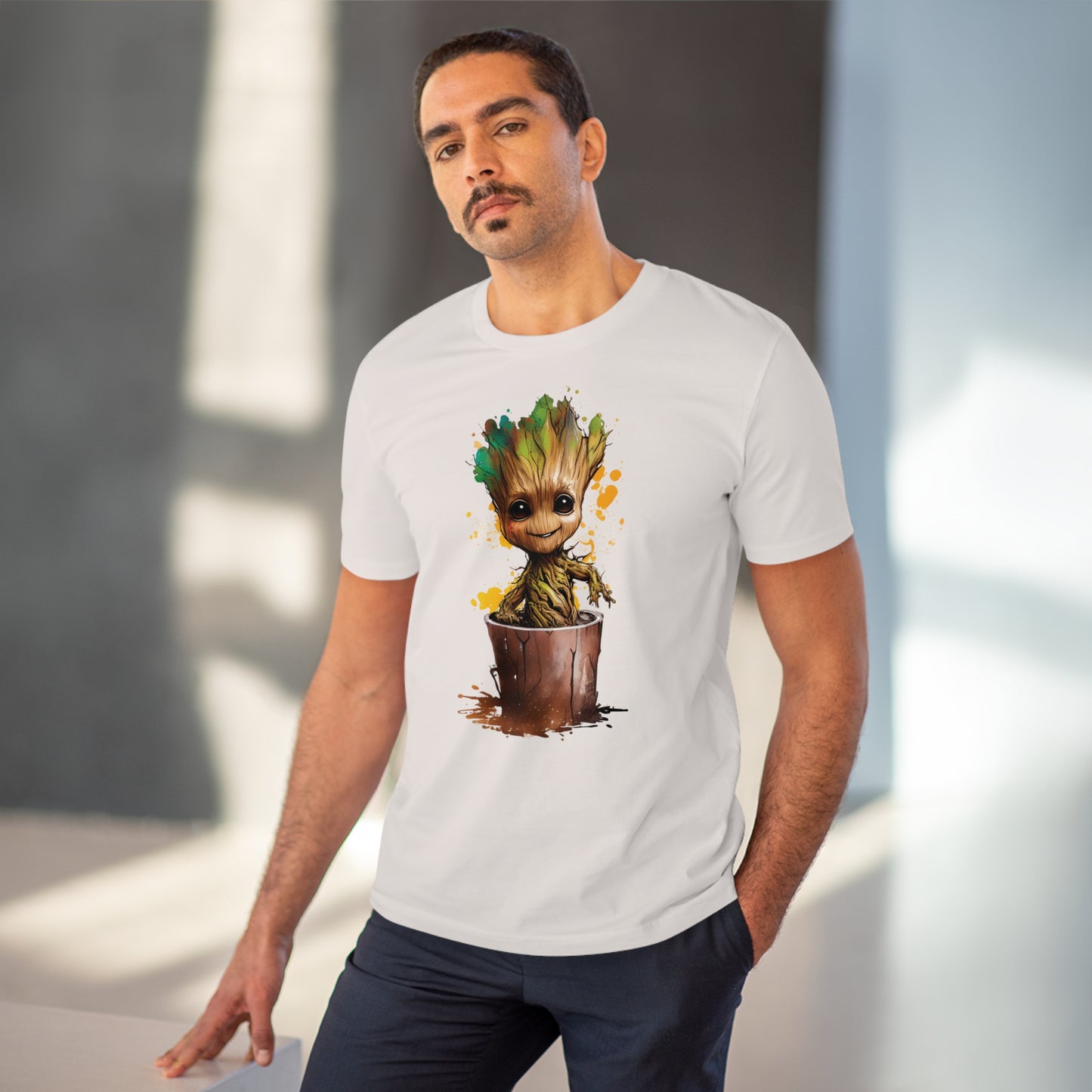 Eco-Friendly Baby Groot Watercolor Style Unisex T-Shirt - Add Some Fun and Sustainable Style to Your Wardrobe