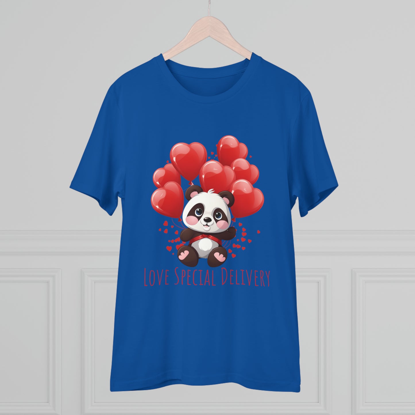 Panda Love Delivery Tee - Eco-Friendly Heart Balloon Shirt - Valentine's Day Special